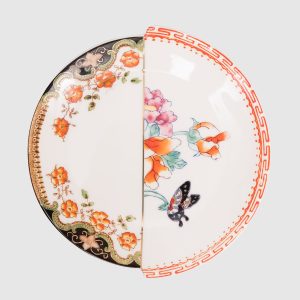 White porcelain saucer Zemrude with print SELETTI