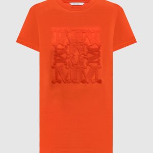 GIOVANE orange T-shirt with monogram embroidery Max Mara