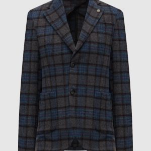 Blue checked wool blazer Officina 36