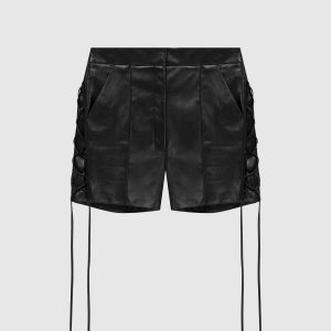 Drawstring leather shorts David Koma
