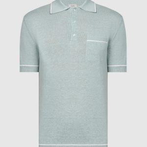 Green linen and silk polo shirt Agnona