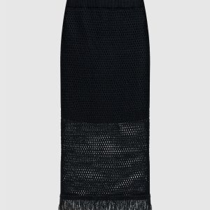Blue fringed linen skirt Peserico