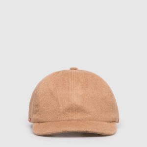 Beige wool cap with embroidered emblem ISAIA