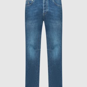 Blue distressed jeans with logo Brunello Cucinelli