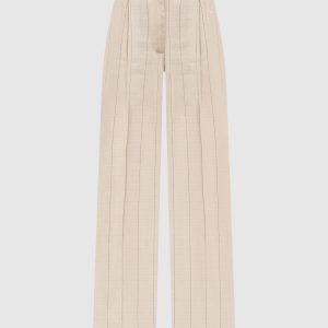 Beige striped pants with linen Peserico