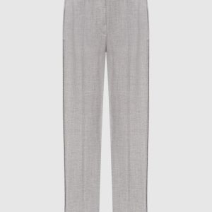 Gray wool pants with monil chain Peserico
