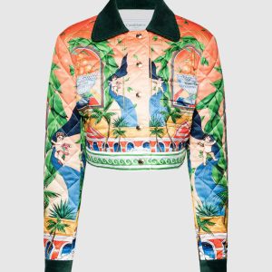 Quilted jacket in Trophy Orange print Casablanca