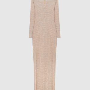 Beige maxi dress with crystals and slits Santa Brands