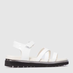 Children's white patent leather sandals with contrasting soles Zecchino D'oro