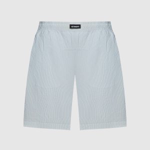 White shorts in a stripe with a logo Vetements