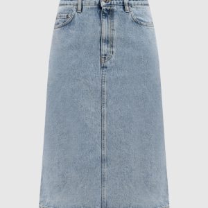 Blue denim skirt with logo Toteme