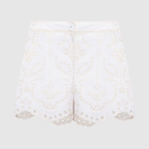 White linen Mason shorts with embroidery Charo Ruiz