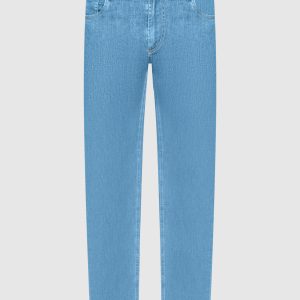 Blue jeans with embroidery and logo patch Enrico Mandelli