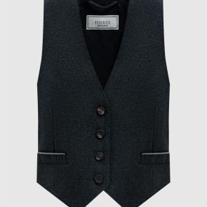 Gray wool vest with monil chain and lurex Peserico