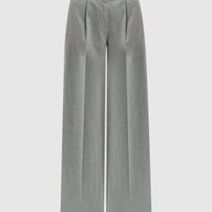 Gray flared pants with branded patch Peserico