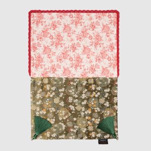Serving napkin in print with floral embroidery SELETTI