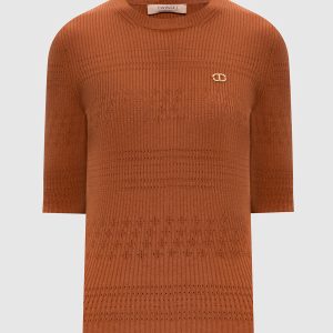 Brown top with logo Twinset
