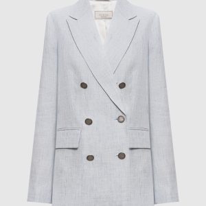 Blue reversible jacket with linen Peserico