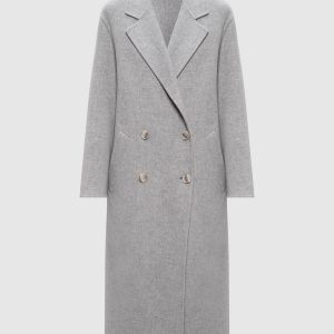 Gray double-breasted coat with wool and cashmere Peserico