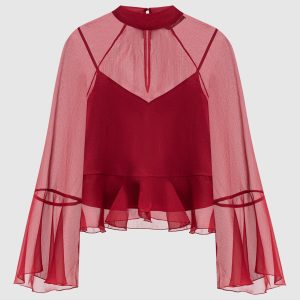 Red blouse with logo Twinset