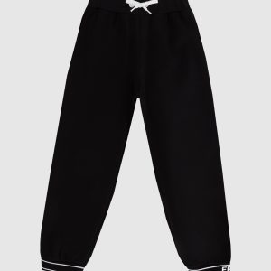 Kids black sweatpants with logo pattern Fendi