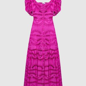 Spiana pink shirt dress with broderie embroidery Charo Ruiz