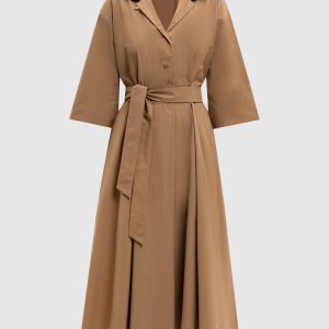 Brown PADANA shirt dress with belt Max Mara Weekend