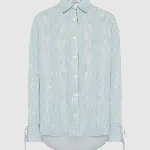 FALLOW green striped blouse with linen AERON