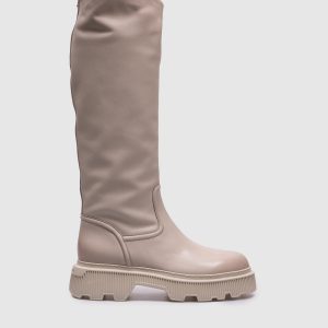 Beige leather boots with logo Santoni