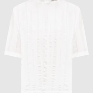 TOBA white top with silk Lou Lou Studio