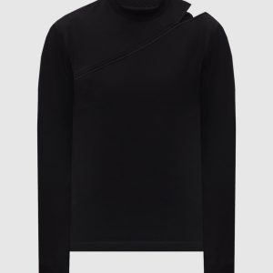 Pleistos black long sleeve shirt with a figure-hugging neckline Heliot Emil