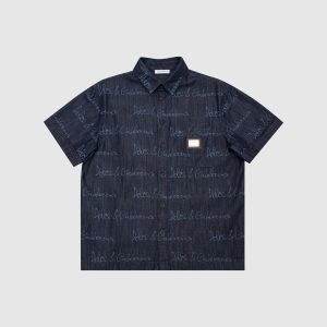 Children's blue denim shirt with logo Dolce&Gabbana