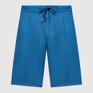 Blue linen, wool and silk shorts Enrico Mandelli