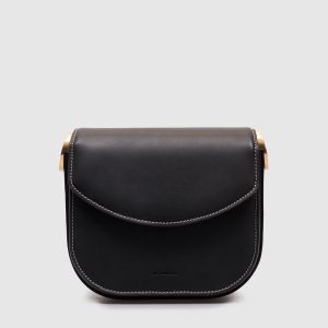 Black leather cross-body bag with logo Jil Sander