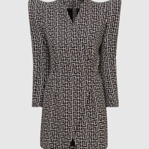 Wool dress with accent shoulders Balmain