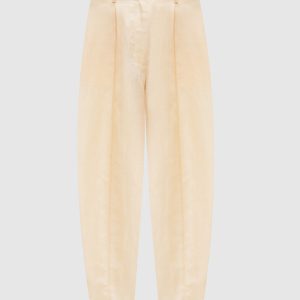 Yellow pants made of linen and silk CO