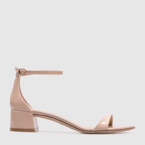 Beige patent leather sandals NUDIST BLOCK Stuart Weitzman