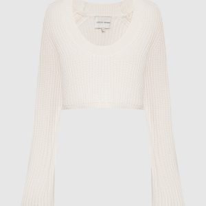 White cashmere cropped sweater CHANTE Lou Lou Studio