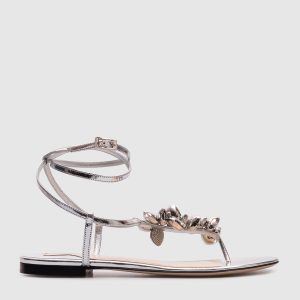 Puffy Heart Silver Patent Leather Sandals Mach&Mach