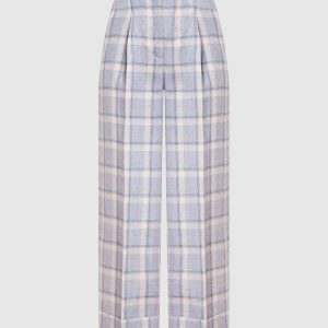 Blue checked linen pants Peserico