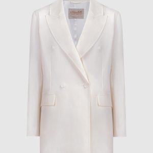 Yellow double-breasted jacket made of wool, silk and linen Enrico Mandelli