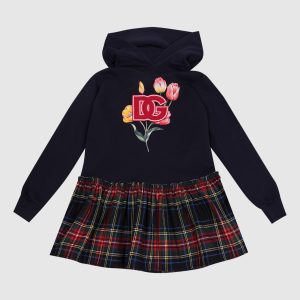 Children's blue dress with ticket print and logo Dolce&Gabbana