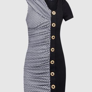 Black dress in a pattern with drapery Balmain