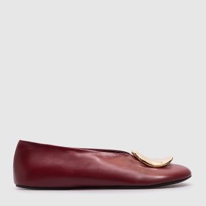 Burgundy leather ballet flats Jil Sander