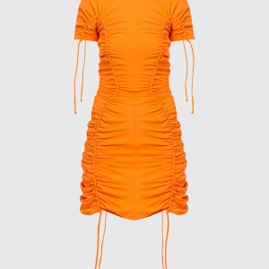 Orange ruched dress Stella McCartney