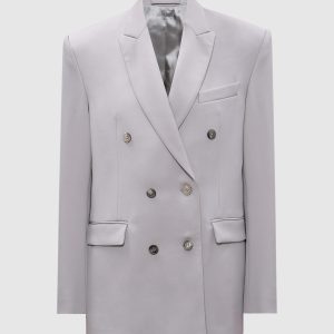 Gray double-breasted woolen jacket WARDROBE.NYC
