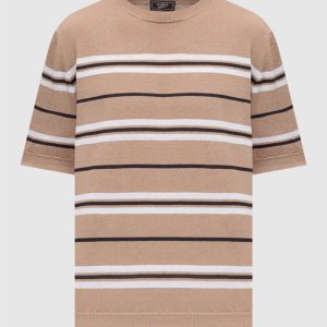 Beige striped linen T-shirt Peserico
