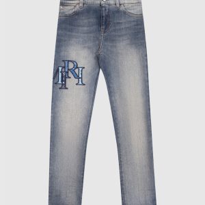 Children's blue bandana jeans with a distressed effect AMIRI