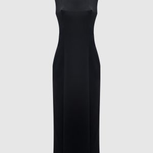 Black dress with wool with textured elements Del Core