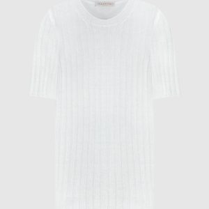 White t-shirt with a scar made of linen Valentino